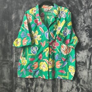 Vintage Koret Green Floral Men's Shirt Medium/ Large